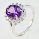 Lakshmi Purple Gemstone Ring with Halo Diamond Accent